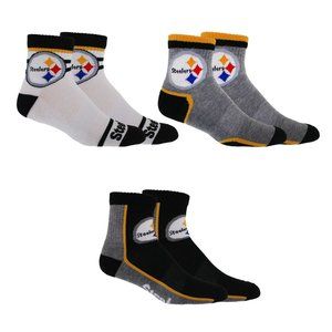 Pittsburgh Steelers NFL Men's 3-Pack Quarter Socks